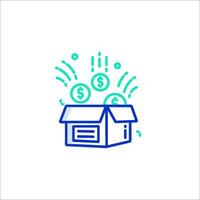 A box with money coming out of it vector