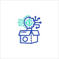 A box with a dollar sign on it and a computer on top vector