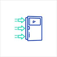 A door with arrows pointing to it vector