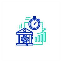A bank building with a clock and a dollar sign vector