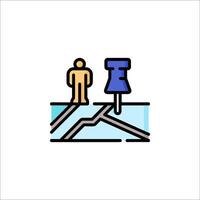 A man standing on a map with a pin on it vector