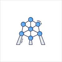 A blue and white icon of a molecule structure vector
