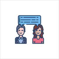 A couple talking to each other with a speech bubble vector