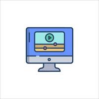 A computer monitor with a playing on it vector