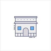 A building icon with a window and door vector