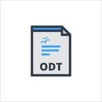 The odt icon is a document with a bird flying over it vector