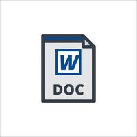 Doc icon on white background with blue lettering vector