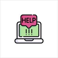 Help icon on laptop computer illustration vector