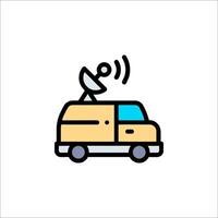 A van with a satellite dish on top vector