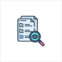 A magnifying glass and a checklist icon vector