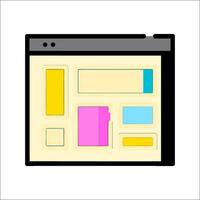 A computer screen with a yellow and pink square vector