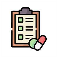 A clipboard with pills and a check list vector
