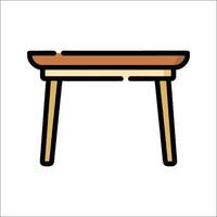 A table with a wooden top and legs vector
