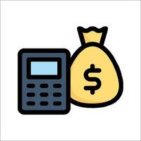 Money bag and calculator icon illustration vector