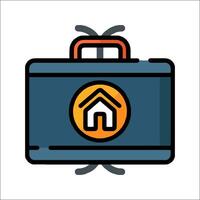 A suitcase with a house on it and a house icon vector