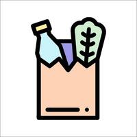 A grocery bag with a bottle and a vegetable inside vector
