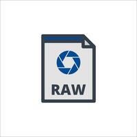 Raw file icon with a blue and white background vector