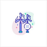 A wind turbine with a ball on top vector