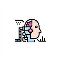 A person with a brain in the middle of a computer vector