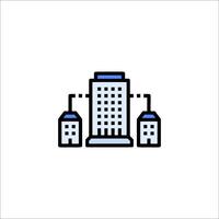 A building icon with a blue line vector