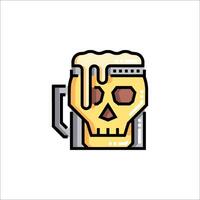 A skull with beer in a mug icon vector