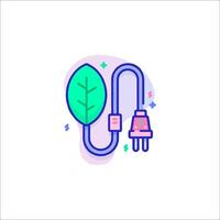 A green leaf and a plug on a white background vector
