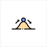 A man is standing on a hill with a blue arrow pointing to the left vector
