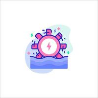 A pink and blue icon with a lightning bolt vector