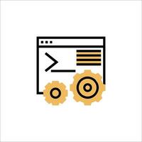 A web page with gears and a text box vector