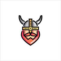 A viking helmet with horns and a beard vector