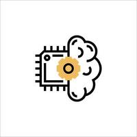 A brain and a computer chip icon vector