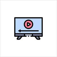 A flat icon of a television with a play button vector