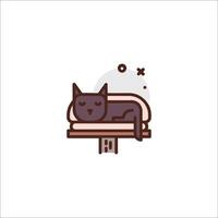 A cat sleeping on a couch in a flat design vector