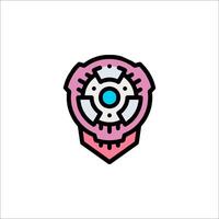 A pink and blue logo with a robot head vector