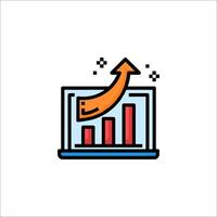 An icon of a bar chart with an arrow going up vector