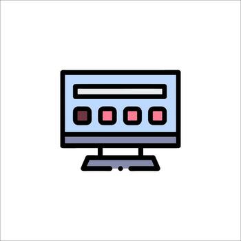 A computer monitor with a keyboard and mouse icon vector