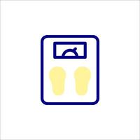 A blue and yellow sign with a scale on it vector