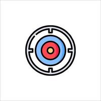 A target with a red, blue and yellow arrow in the center vector