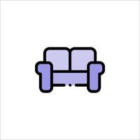 A purple couch icon on a white background vector