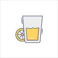 A glass of lemonade with a slice of lemon vector