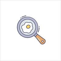 Fried egg icon in a frying pan vector