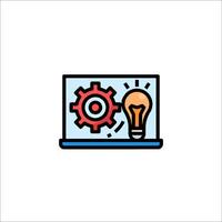 A laptop with a light bulb and gears vector