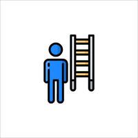 A man stands next to a ladder icon vector