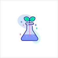 A plant growing in a flask icon vector