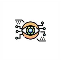 An eye icon with a circuit board around it vector