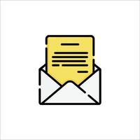An envelope with a letter inside on a white background vector