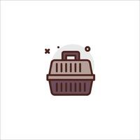 A black and white illustration of a basket with a dog inside vector