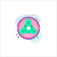 A green leaf in a circle with a pink and green background vector