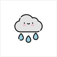 A cartoon cloud with rain drops on it vector