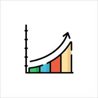 A graph chart with an arrow going up vector